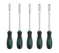 sourcing map 5 Pcs Metric Nut Driver 5mm/5.5mm/6mm/7mm/8mm CR-V Non-Magnetic Tip Hollow Shafts Hex Socket Screwdriver with Anti-Slip Handle for Automobile Repair Bit Driver, Green/Black
