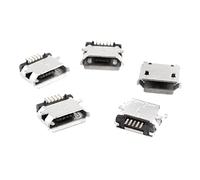 sourcing map 5 Pcs Micro USB Type B Female Socket 180 Degree 5-Pin SMD SMT Soldering Jack