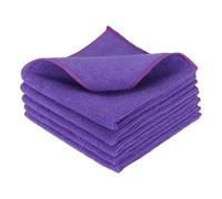 sourcing map 5 Pcs Microfiber Cleaning Cloth, Kitchen Towels Reusable Microfiber Towels Highly Absorbent for Household Cleaning Supplies, Kitchen, Bathroom, Purple(Square), 11.8" X11.8