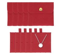 sourcing map 5 Pcs Microfiber Jewelry Pouches with Insert Pad, 8 x 8cm Snap Button Jewelry Velvet Gift Bags Organizer for Rings Necklace Bracelet, Red