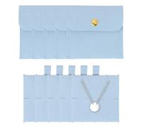 sourcing map 5 Pcs Microfiber Jewelry Pouches with Insert Pad, 8 x 8cm Snap Button Jewelry Velvet Gift Bags Organizer for Rings Necklace Bracelet, Light Blue