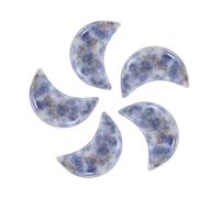 sourcing map 5 Pcs Moon Crystal Worry Stone, 0.5 Inch Length Natural Blue Spot Jasper Moon Gemstone Bulk, Carved Pocket Stones for Meditation Balancing Pendant Decor