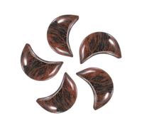 sourcing map 5 Pcs Moon Crystal Worry Stone, 0.5 Inch Length Natural Mahogany Obsidian Moon Gemstone Bulk, Carved Pocket Stones for Meditation Balancing Pendant Decor