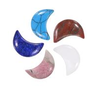 sourcing map 5 Pcs Moon Crystal Worry Stone, 0.5 Inch Length Natural Mix Color Moon Gemstone Bulk, Carved Pocket Stones for Meditation Balancing Pendant Decor