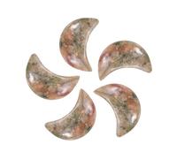 sourcing map 5 Pcs Moon Crystal Worry Stone, 0.5 Inch Length Natural Unakite Moon Gemstone Bulk, Carved Pocket Stones for Meditation Balancing Pendant Decor