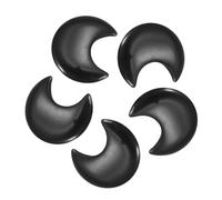 sourcing map 5 Pcs Moon Crystal Worry Stone, 1.2 Inch Length Natural Black Stone Moon Gemstone Bulk, Carved Pocket Stones for Meditation Balancing Pendant Decor