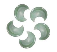 sourcing map 5 Pcs Moon Crystal Worry Stone, 1.2 Inch Length Natural Emerald Green Moon Gemstone Bulk, Carved Pocket Stones for Meditation Balancing Pendant Decor