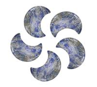 sourcing map 5 Pcs Moon Crystal Worry Stone, 1.2 Inch Length Natural Lapis Lazuli Moon Gemstone Bulk, Carved Pocket Stones for Meditation Balancing Pendant Decor