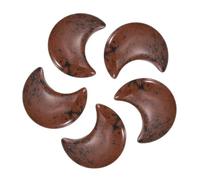 sourcing map 5 Pcs Moon Crystal Worry Stone, 1.2 Inch Length Natural Mahogany Obsidian Moon Gemstone Bulk, Carved Pocket Stones for Meditation Balancing Pendant Decor