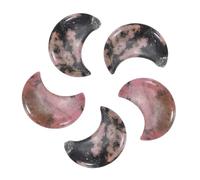 sourcing map 5 Pcs Moon Crystal Worry Stone, 1.2 Inch Length Natural Rhodonite Moon Gemstone Bulk, Carved Pocket Stones for Meditation Balancing Pendant Decor