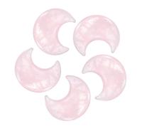 sourcing map 5 Pcs Moon Crystal Worry Stone, 1.2 Inch Length Natural Rose Quartz Moon Gemstone Bulk, Carved Pocket Stones for Meditation Balancing Pendant Decor