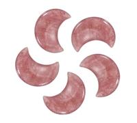 sourcing map 5 Pcs Moon Crystal Worry Stone, 1.2 Inch Length Natural Strawberry Quartz Moon Gemstone Bulk, Carved Pocket Stones for Meditation Balancing Pendant Decor
