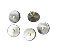 sourcing map 5 Pcs Natural Shell Buttons, 10mm Mother of Pearl Buttons Flat Shaped Shell Shank Button for Shirt Sewing DIY Crafts Decoration, Black/Gold