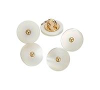 sourcing map 5 Pcs Natural Shell Buttons, 10mm Mother of Pearl Buttons Flat Shaped Shell Shank Button for Shirt Sewing DIY Crafts Decoration, Beige/Gold