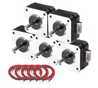 sourcing map 5 Pcs Nema 17 Stepper Motor 42x42x23MM Bipolar 1A/4.5V 0.1N.M 42 Motor 2 Phase Servo 1.17 Degree 4-Lead with XH2.54 Cable and Connector for 3D Printer CNC Machine DIY