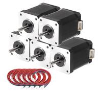 sourcing map 5 Pcs Nema 17 Stepper Motor 42x42x60MM Bipolar 1.7A/4.2V 0.7N.M 42 Motor 2 Phase Servo Motor 1.8 Degree 4-Lead with XH2.54 Cable and Connector for 3D Printer CNC Machine DIY