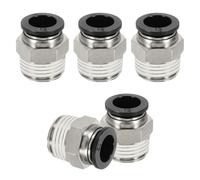 sourcing map 5 Pcs NPT Push to Connect Air Fittings, Male Straight 12mm Tube OD x 1/2" NPT Thread Air Quick Connector Coupling Adapter for Gas Hose Pneumatic Tools, Black