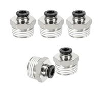 sourcing map 5 Pcs NPT Push to Connect Air Fittings, Male Straight 6mm Tube OD x 1/2" NPT Thread Air Quick Connector Coupling Adapter for Gas Hose Pneumatic Tools, Black