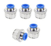 sourcing map 5 Pcs NPT Push to Connect Air Fittings, Male Straight 8mm Tube OD x 1/2" NPT Thread Air Quick Connector Coupling Adapter for Gas Hose Pneumatic Tools, Blue
