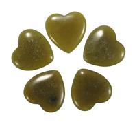 sourcing map 5 Pcs Olive Jade Crystal Stones Heart Shaped, 2 cm Tumbled Stones and Crystals, Polished Gemstone Rocks for Women Gifts Meditation Crafting Home Decor