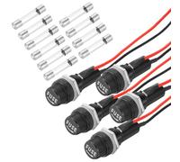 sourcing map 5 Pcs Panel Mount Fuse Holder, 10/15A AC 125/250V 6 x 30mm Fuse Spade Terminal Screw Cap Fuse Holders with Pre-Soldered Wires and 3A Glass Tube Fuses