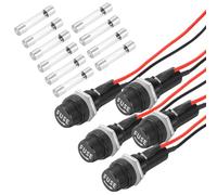 sourcing map 5 Pcs Panel Mount Fuse Holder, 6 x 30mm 10/15A DC 125/250V Ring Terminal Screw Cap Fuse Holders with Pre-Soldered Wires and 3A Glass Tube Fuses