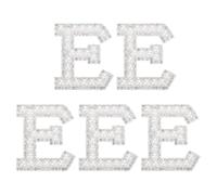 sourcing map 5 Pcs Pearl Letter E Patches, Pearl Rhinestone A-Z Alphabet Self Adhesive Sew on Patches, Glitter Letter Applique Sticker for Clothes Fabric DIY Backpack, White
