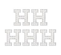 sourcing map 5 Pcs Pearl Letter H Patches, Pearl Rhinestone A-Z Alphabet Self Adhesive Sew on Patches, Glitter Letter Applique Sticker for Clothes Fabric DIY Backpack, White