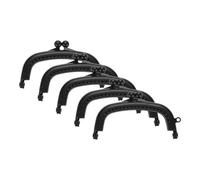 sourcing map 5 Pcs Plastic Purse Frame, 8.5cm/3.3" Retro Arch Kiss Lock Clasp Frame Embossed for Purse Making, Handled Bag, Coin Bag Clutch Bag, Frame Hardware Replacements (Black)