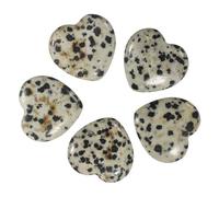 sourcing map 5 Pcs Polka Dot Stone Crystal Stones Heart Shaped, 2 cm Tumbled Stones and Crystals, Polished Gemstone Rocks for Women Gifts Meditation Crafting Home Decor