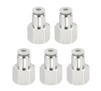 sourcing map 5 Pcs Push to Connect Fittings, 1/4" NPT Female x 5/32" Tube OD Female Thread Straight Air Tube Quick Connect Air Lines Fittings for Pneumatic Equipment, White