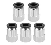 sourcing map 5 Pcs Push to Connect Fittings, 1/8" NPT Female x 3/8" Tube OD Female Thread Straight Air Tube Quick Connect Air Lines Fittings for Pneumatic Equipment, Black