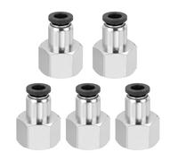 sourcing map 5 Pcs Push to Connect Fittings, 3/8" NPT Female x 1/4" Tube OD Female Thread Straight Air Tube Quick Connect Air Lines Fittings for Pneumatic Equipment Black