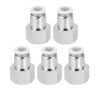 sourcing map 5 Pcs Push to Connect Fittings, 3/8" NPT Female x 5/16" Tube OD Female Thread Straight Air Tube Quick Connect Air Lines Fittings for Pneumatic Equipment, White