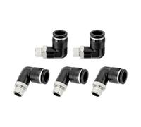 sourcing map 5 Pcs Push to Connect Fittings Male Elbow 1/2 Inch Tube OD x 1/4 Inch NPT Thread 90 Degree Pneumatic Tube Fitting for Water Oil Gas Air Hose Pipe, Black