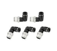 sourcing map 5 Pcs Push to Connect Fittings Male Elbow 1/4 Inch Tube OD x 1/4 Inch NPT Thread 90 Degree Pneumatic Tube Fitting for Water Oil Gas Air Hose Pipe, Black