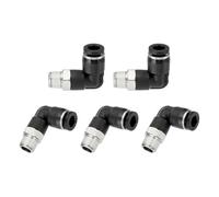 sourcing map 5 Pcs Push to Connect Fittings Male Elbow 1/4 Inch Tube OD x 1/8 Inch NPT Thread 90 Degree Pneumatic Tube Fitting for Water Oil Gas Air Hose Pipe, Black