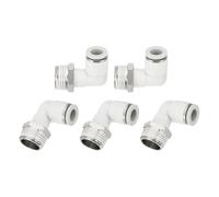 sourcing map 5 Pcs Push to Connect Fittings Male Elbow 3/8 Inch Tube OD x 1/2 Inch NPT Thread 90 Degree Pneumatic Tube Fitting for Water Oil Gas Air Hose Pipe White