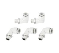sourcing map 5 Pcs Push to Connect Fittings Male Elbow 3/8 Inch Tube OD x 1/4 Inch NPT Thread 90 Degree Pneumatic Tube Fitting for Water Oil Gas Air Hose Pipe, White