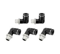 sourcing map 5 Pcs Push to Connect Fittings Male Elbow 3/8 Inch Tube OD x 1/4 Inch NPT Thread 90 Degree Pneumatic Tube Fitting for Water Oil Gas Air Hose Pipe, Black