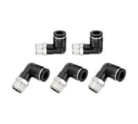 sourcing map 5 Pcs Push to Connect Fittings Male Elbow 3/8 Inch Tube OD x 3/8 Inch NPT Thread 90 Degree Pneumatic Tube Fitting for Water Oil Gas Air Hose Pipe, Black
