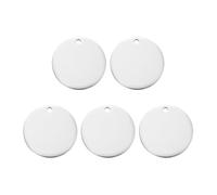 sourcing map 5 Pcs Round Blank Stamping Tag 25mm Stainless Steel Circle Polished Blanks Tag Pendants with Hole for Bracelet Crafts Labeling Making, Silver