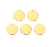 sourcing map 5 Pcs Round Blank Stamping Tag 30mm Stainless Steel Circle Polished Blanks Tag Pendants with Hole for Bracelet Crafts Labeling Making, Gold