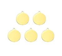 sourcing map 5 Pcs Round Stainless Steel Tags 25mm Circle Stamping Polished Plating Blanks with External Hole for Bracelet Crafts Labeling Making, Gold