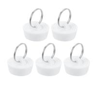 sourcing map 5 Pcs Rubber Sink Plug, Bathtub Drain Stopper Fit for 1-1/8" to 1-1/4" Drain Sink Stopper Seal with Hanging Ring for Bathroom Kitchen Laundry, White