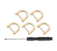sourcing map 5 Pcs Shackle Screw D Rings U Shape D-Rings Replacement for Purse Keychain Strap Buckle, 0.49x0.59inch, Light Gold