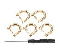 sourcing map 5 Pcs Shackle Screw D Rings U Shape D-Rings Replacement for Purse Keychain Strap Buckle, 0.47x0.47inch, Light Gold