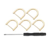 sourcing map 5 Pcs Shackle Screw D Rings U Shape D-Rings Replacement for Purse Keychain Strap Buckle, 1.12x1.26inch, Light Gold