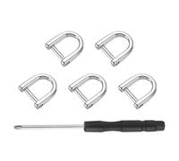 sourcing map 5 Pcs Shackle Screw D Rings U Shape D-Rings Replacement for Purse Keychain Strap Buckle, 0.32x0.35inch, Silver