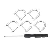 sourcing map 5 Pcs Shackle Screw D Rings U Shape D-Rings Replacement for Purse Keychain Strap Buckle, 0.75x0.79inch, Silver